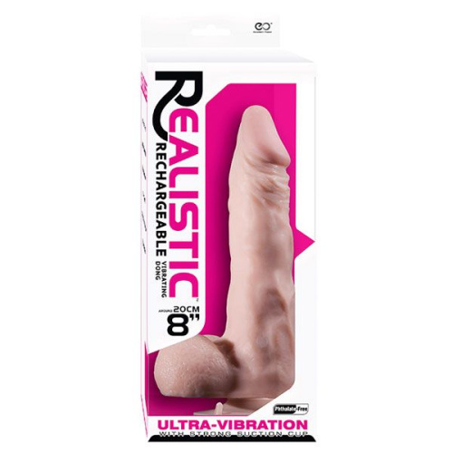 Телесный реалистичный вибромассажер на присоске - 20 см. фото 2