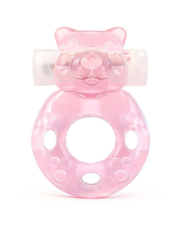 Розовое эрекционное виброкольцо в форме мишки