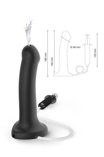 Черный фаллос с имитацией эякуляции Silicon Cum Dildo L - 19,6 см. фото 9