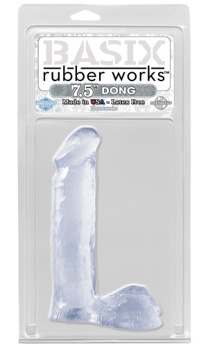 Прозрачный фаллос с мошонкой Basix  - 19 см. фото 2