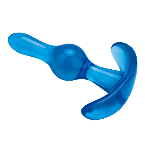 Голубой анальный стимулятор Tear Drop Butt Plug - 8,9 см. фото 3