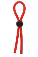 Красное эрекционное лассо с одной бусинкой-утяжкой Stretchy Lasso