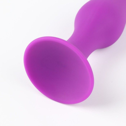 Фиолетовая коническая силиконовая анальная пробка Soft - 13 см. фото 3