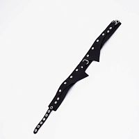 Черный однослойный кожаный ошейник с имитацией воротничка