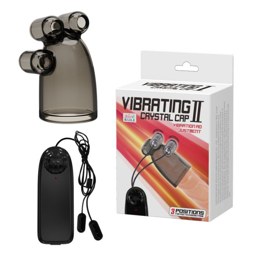 Дымчатая насадка-мастурбатор с вибрацией Vibrating Crystal Cap II фото 2