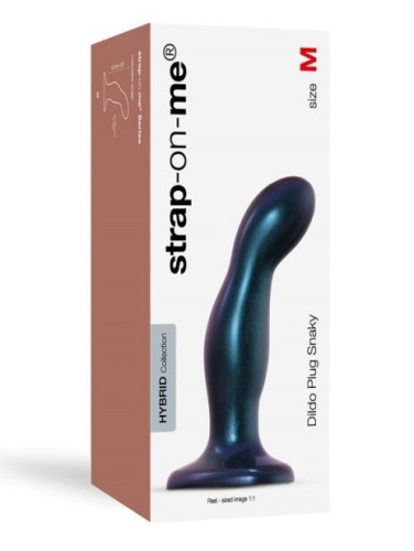 Темно-синяя насадка Strap-On-Me Dildo Plug Snaky size M фото 2