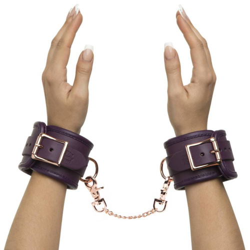 Фиолетовые наручники Cherished Collection Leather Wrist Cuffs фото 4