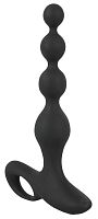 Черная анальная цепочка с вибрацией Rechargeable Anal Beads - 20 см.