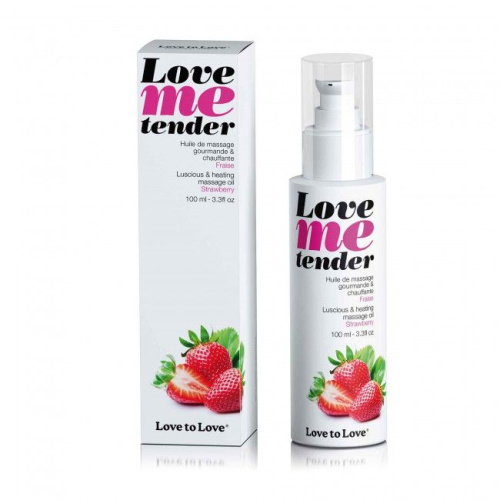 Съедобное согревающее массажное масло Love Me Tender Strawberry с ароматом клубники - 100 мл. фото 2