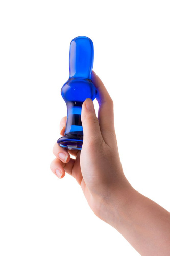 Синяя стеклянная анальная втулка - 13,5 см. фото 4