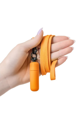 Оранжевая вибропуля на ремешке - 5,5 см. фото 3