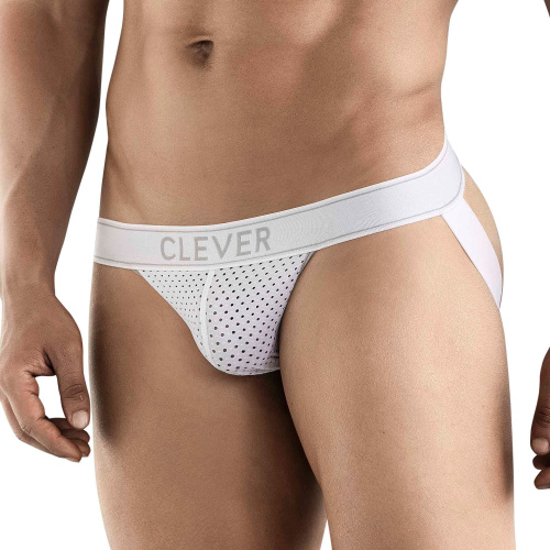 Белые перфорированные трусы-джоки Clever Ambar Jockstrap фото 2