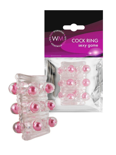 Прозрачная сквозная насадка на пенис с цветными шариками Прозрачная сквозная насадка на пенис с цветными шариками