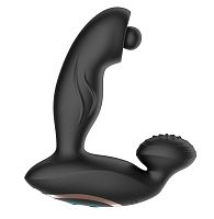 Черный вибромассажер простаты с вращающимся шариком