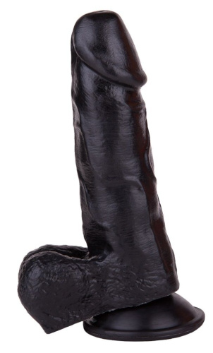 Упругий чёрный фаллоимитатор на присоске - 15,5 см. фото 2