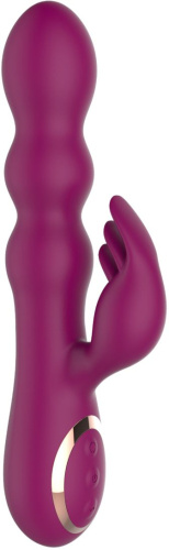 Сливовый вибратор-кролик AN Stamen с массажем бусинами - 22 см. Сливовый вибратор-кролик AN Stamen с массажем бусинами - 22 см.