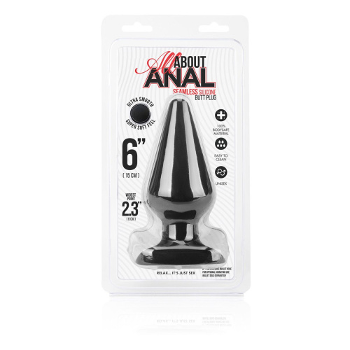 Черный плаг из силикона Seamless Silicone Butt Plug - 15 см. фото 3