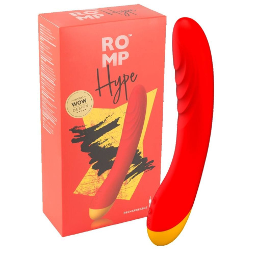 Красный изогнутый вибромассажер Romp Hype G-Spot - 21 см. фото 3