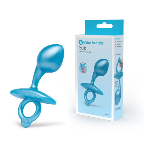 Голубая анальная пробка для массажа простаты Bulb Silicone Prostate Plug - 10,7 см. фото 2
