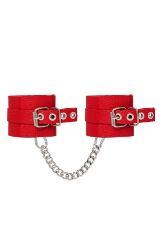 Красные мягкие кожаные оковы с люверсами фото 4 Красные мягкие кожаные оковы с люверсами фото 4