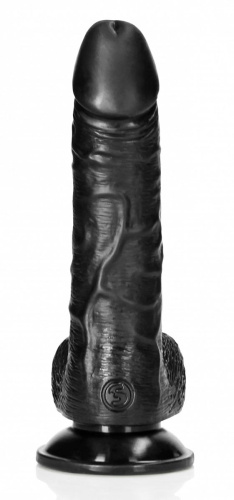 Черный фаллоимитатор Curved Realistic Dildo Balls Suction Cup 6 - 15,5 см. фото 5