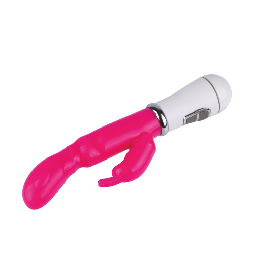 Розовый силиконовый вибратор-кролик - 20,5 см. фото 3