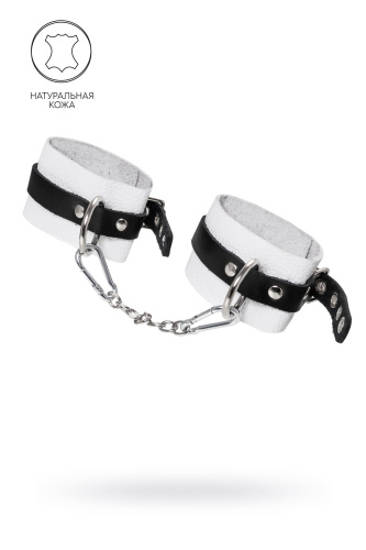 Бело-черные мягкие оковы с одним ремешком и люверсами Бело-черные мягкие оковы с одним ремешком и люверсами
