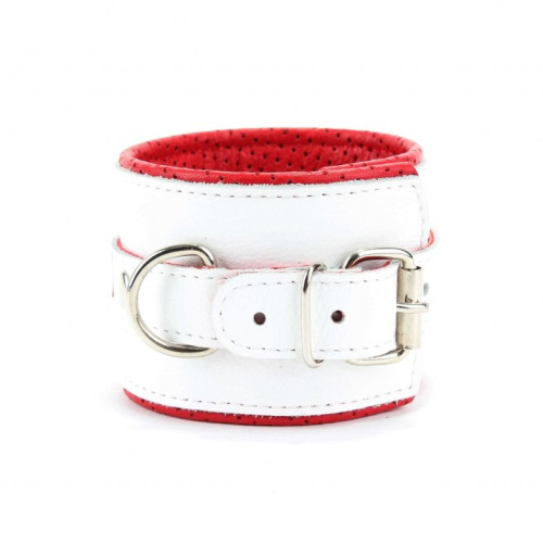 Бело-красные кожаные наручники  Медсестричка фото 2