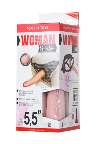 Женский страпон с вагинальной пробкой Woman Strap - 18 см. фото 3