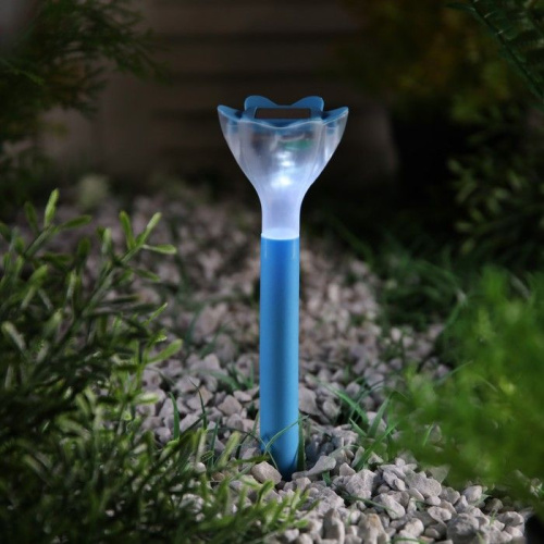 Садовый светильник на солнечной батарее «Цветок голубой» фото 2
