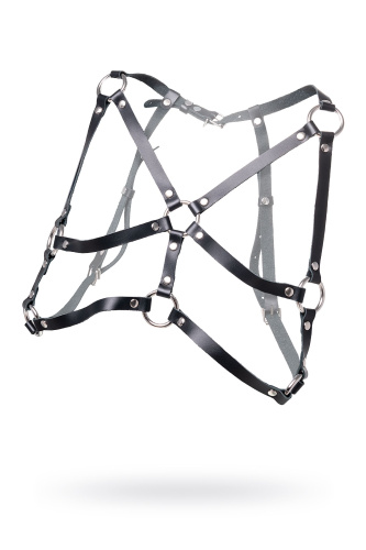 Черная кожаная портупея «Соблазн» с кольцами фото 4