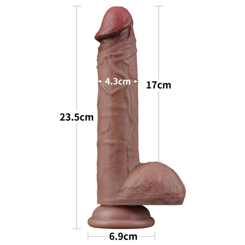 Коричневый фаллоимитатор 9 Dual Layered Silicone - 23,5 см. фото 3