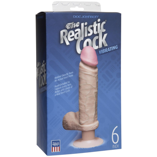 Вибромассажер-реалистик телесного цвета на присоске The Realistic Cock Vibrating 6” - 21,6 см. фото 3