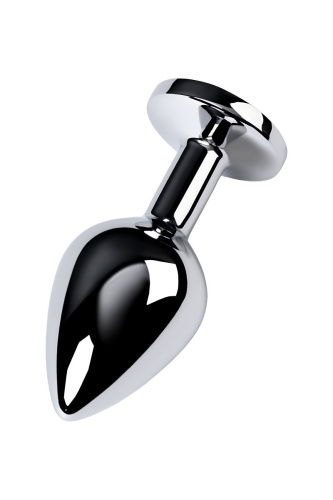 Серебристая конусовидная анальная пробка с голубым кристаллом - 8 см. фото 3