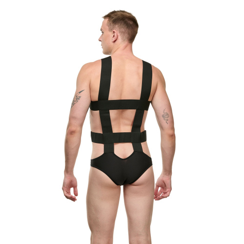 Мужское черное боди с широкими эластичными ремешками фото 2 Мужское черное боди с широкими эластичными ремешками фото 2