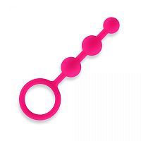 Розовая анальная цепочка из 3 шариков - 14 см.