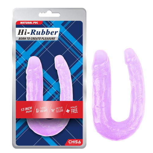 Фиолетовый двусторонний фаллоимитатор Hi-Rubber - 34 см. фото 2