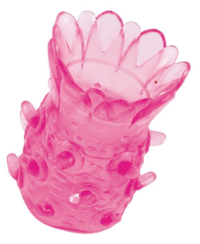 Розовая рельефная насадка на пенис фото 4