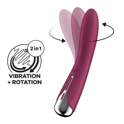 Малиновый вибратор-ротатор Spinning Vibe 1 - 18 см. фото 4