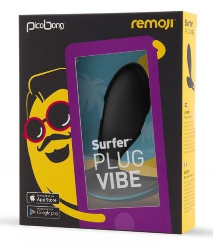 Чёрная анальная вибропробка SURFER PLUG VIBE с управлением со смартфона фото 5