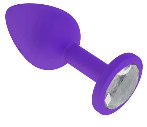 Фиолетовая силиконовая пробка с прозрачным кристаллом - 7,3 см. фото 2