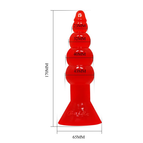 Красная анальная пробка-елочка с присоской - 17 см. фото 4