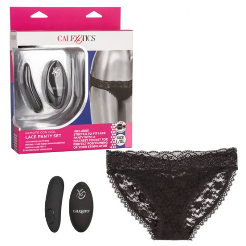 Черные кружевные трусики с вибромассажером Remote Control Panty Set L/XL фото 4