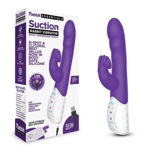 Фиолетовый вибромассажер с клиторальной стимуляцией Clitoral Suction Rabbit - 24,5 см. фото 2