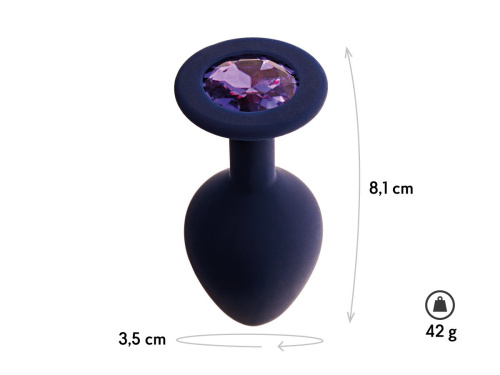 Черничная анальная пробка с фиолетовым кристаллом Gamma M - 8,1 см. фото 2