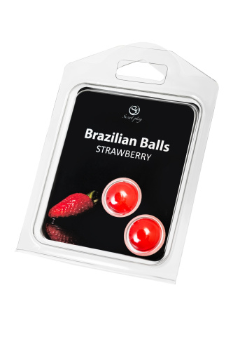 Набор из 2 шариков с массажным маслом Brazilian Balls с ароматом клубники фото 3