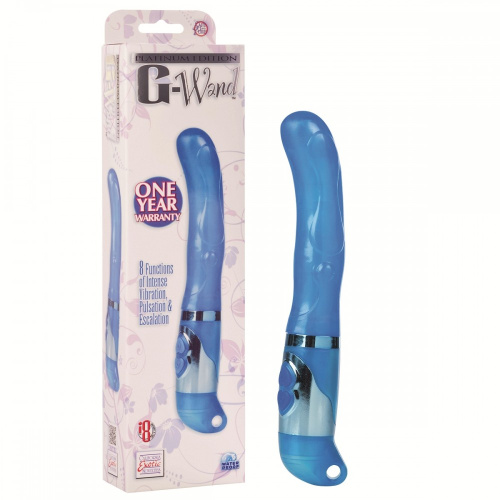 Синий вибромассажёр G-точки PLATINUM EDITION G WAND - 12,75 см. фото 2