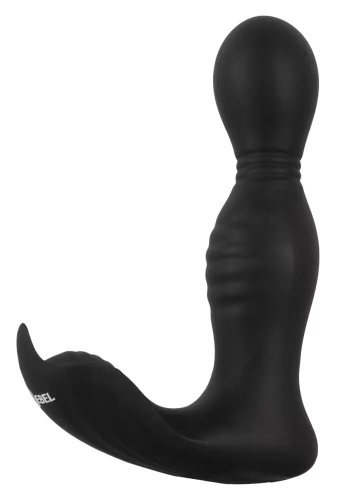 Черная анальная пробка с вибрацией, вращением и пультом ДУ RC Butt Plug with 2 Functions фото 4