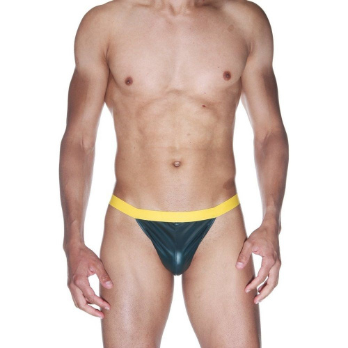 Мужские трусы-тонги с контрастным желтым пояском Мужские трусы-тонги с контрастным желтым пояском
