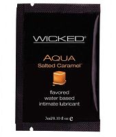 Лубрикант со вкусом соленой карамели Wicked Aqua Salted Caramel - 3 мл.